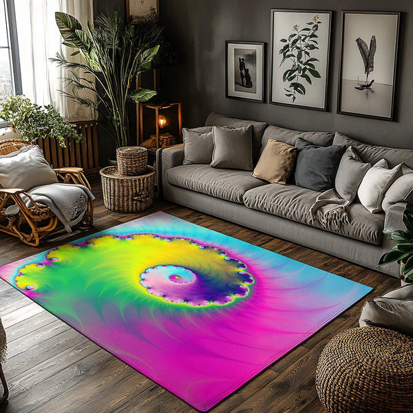 Colorful Tie-Dye Area Rug – Soft Abstract Rainbow Carpet for Living Room or Bedroom