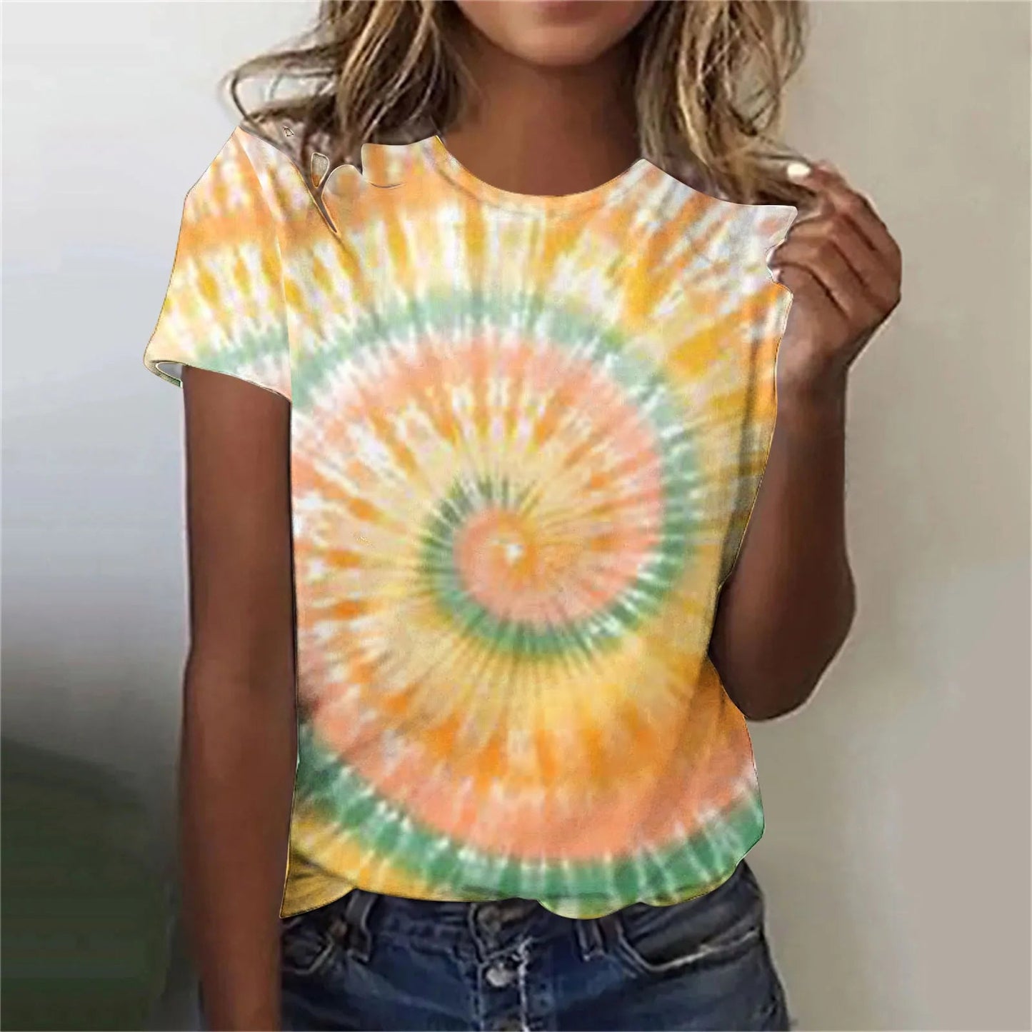 Women’s Tie-Dye Oversized T-Shirt – Colorful Short Sleeve Casual Top - Dye My World