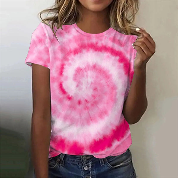 Women’s Tie-Dye Oversized T-Shirt – Colorful Short Sleeve Casual Top