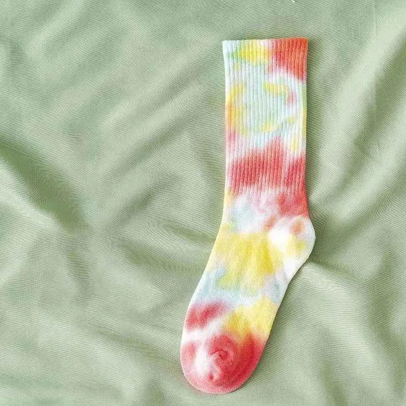 Tie-Dye High-Top Socks for Women and Men - Cotton Basketball and Skateboard Socks