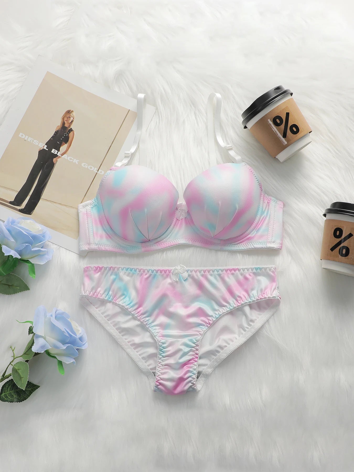 Women’s Tie Dye Lingerie Set – Push Up Bra and Comfortable Underwear - Dye My World