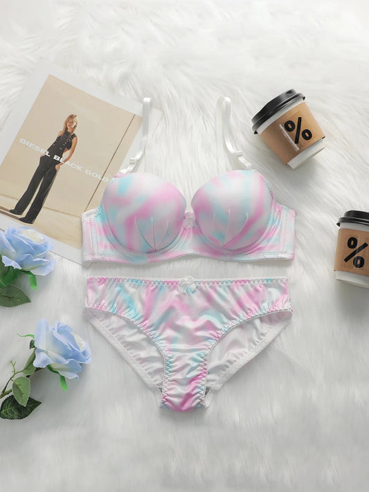 Women’s Tie Dye Lingerie Set – Push Up Bra and Comfortable Underwear - Dye My World