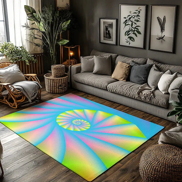 Colorful Tie Dye Rug – Vibrant Non-Slip Spiral Floor Mat for Living Room and Bedroom Decor