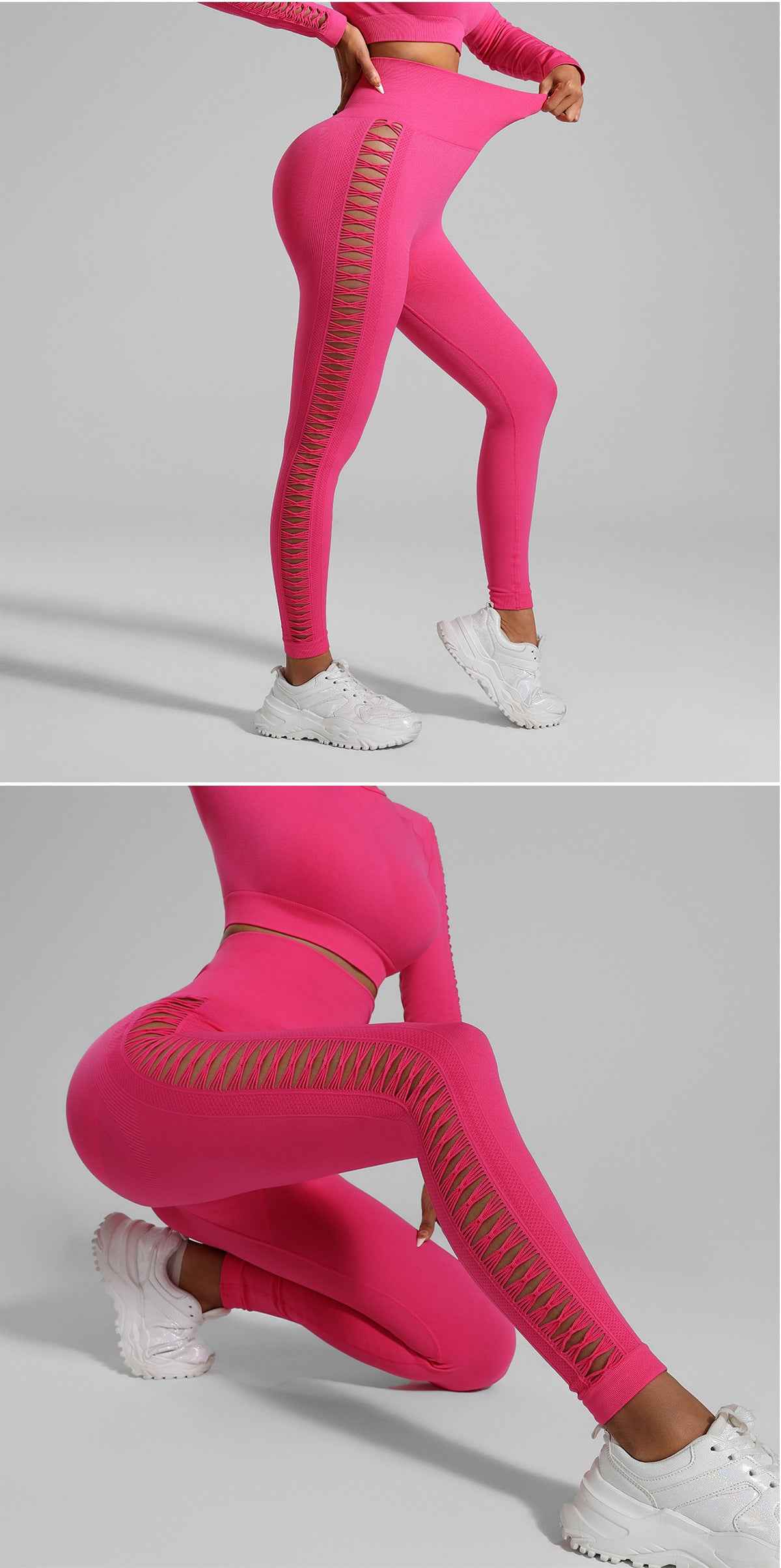 Rose Red Tie-Dye Activewear Power Set for Women – Seamless Size S