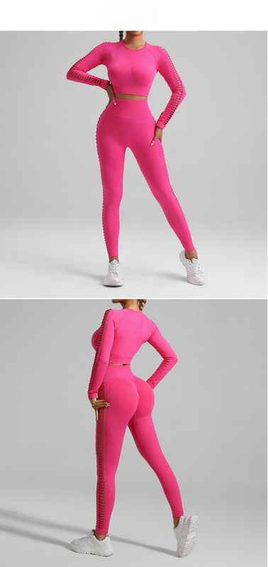 Rose Red Tie-Dye Activewear Power Set for Women – Seamless Size S