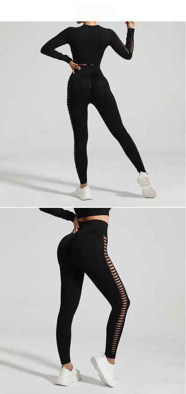 Black Tie-Dye Seamless Activewear Power Set - Size S