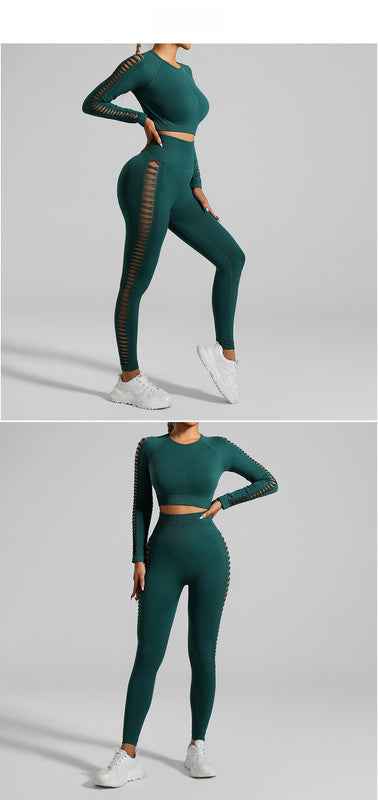 Dark Green Tie-Dye Activewear Power Set – Seamless Size M