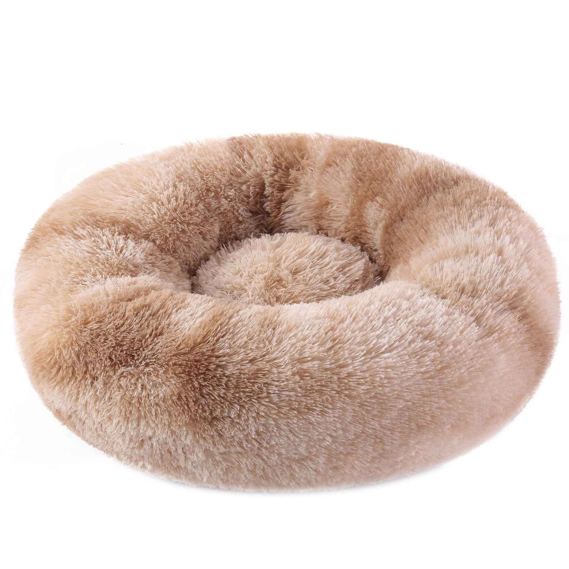 FurryDreams Round Pet Bed – Tie-Dye Baby Brown, 50 cm