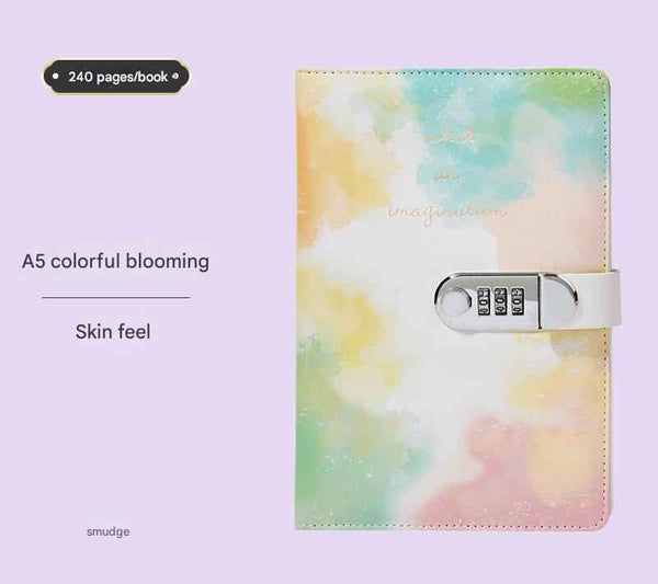 A5 Tie-Dye Journal with Lock – 240 Pages, Soft Touch Cover (Colorful)