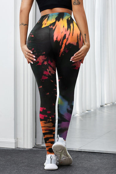 Multicolor Tie-Dye Fitness Leggings – Women's Activewear with Hollow Out Design